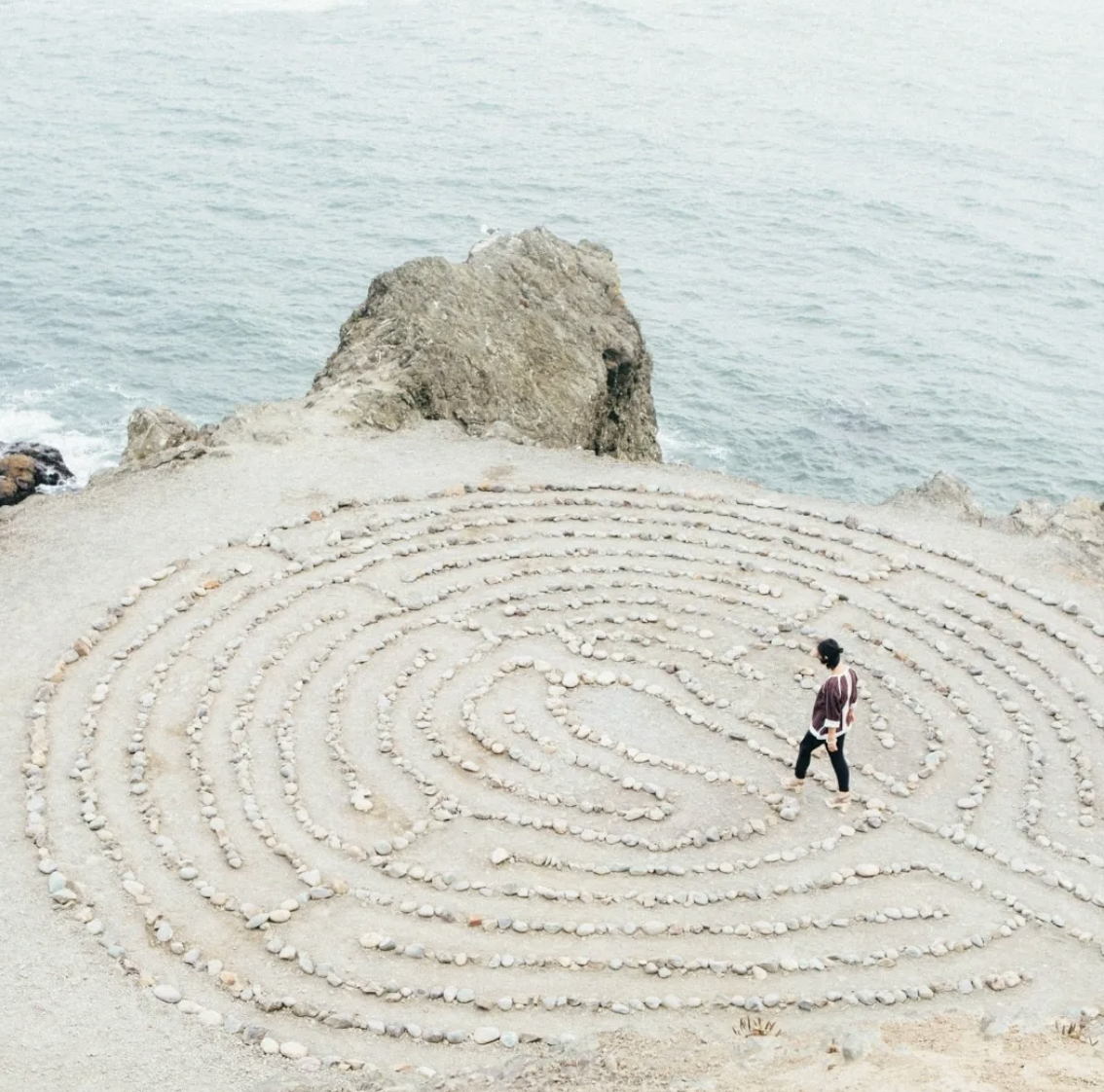 A stone labyrinth beside the sea