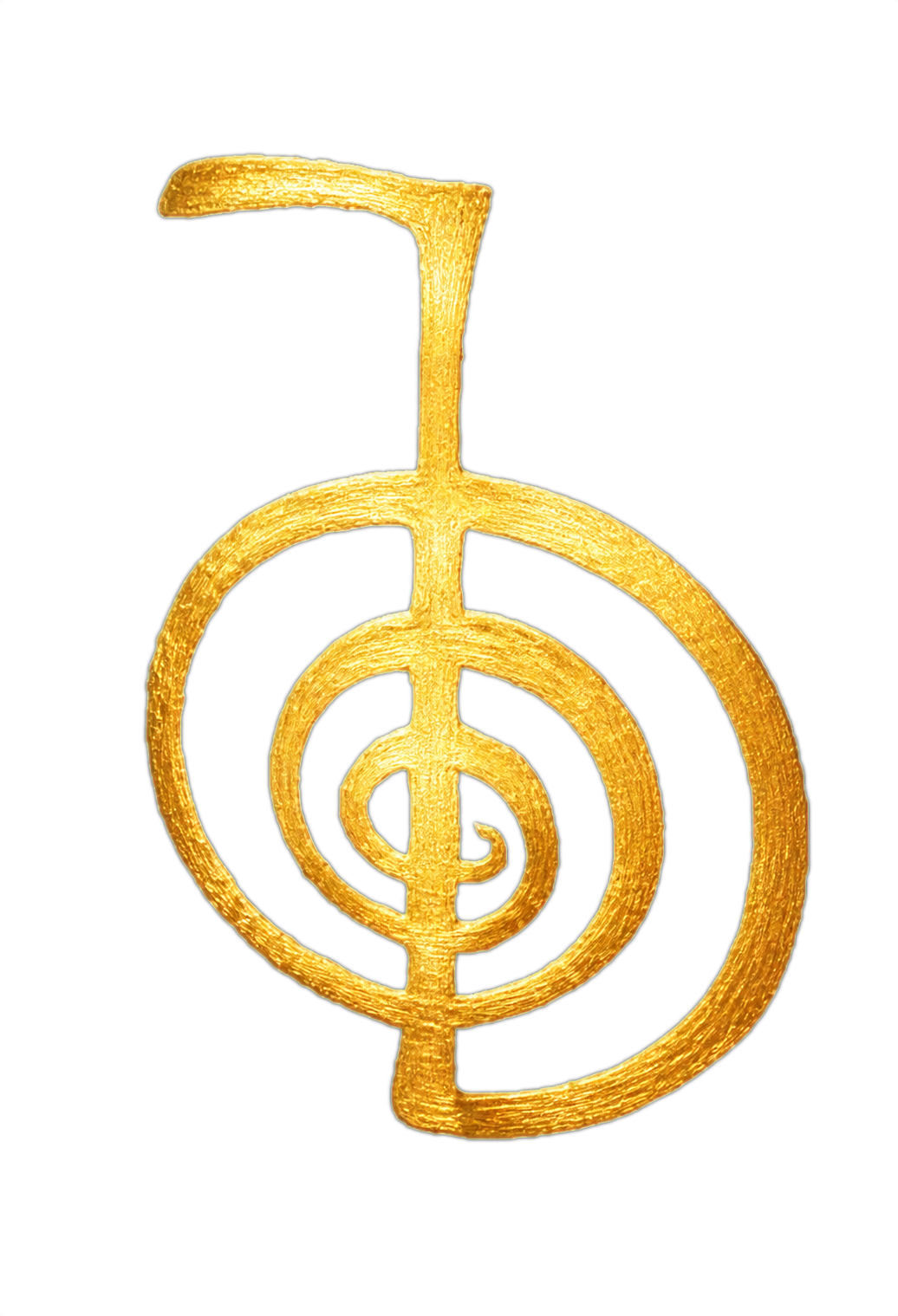 Luminous golden Cho Ku Rei Reiki symbol