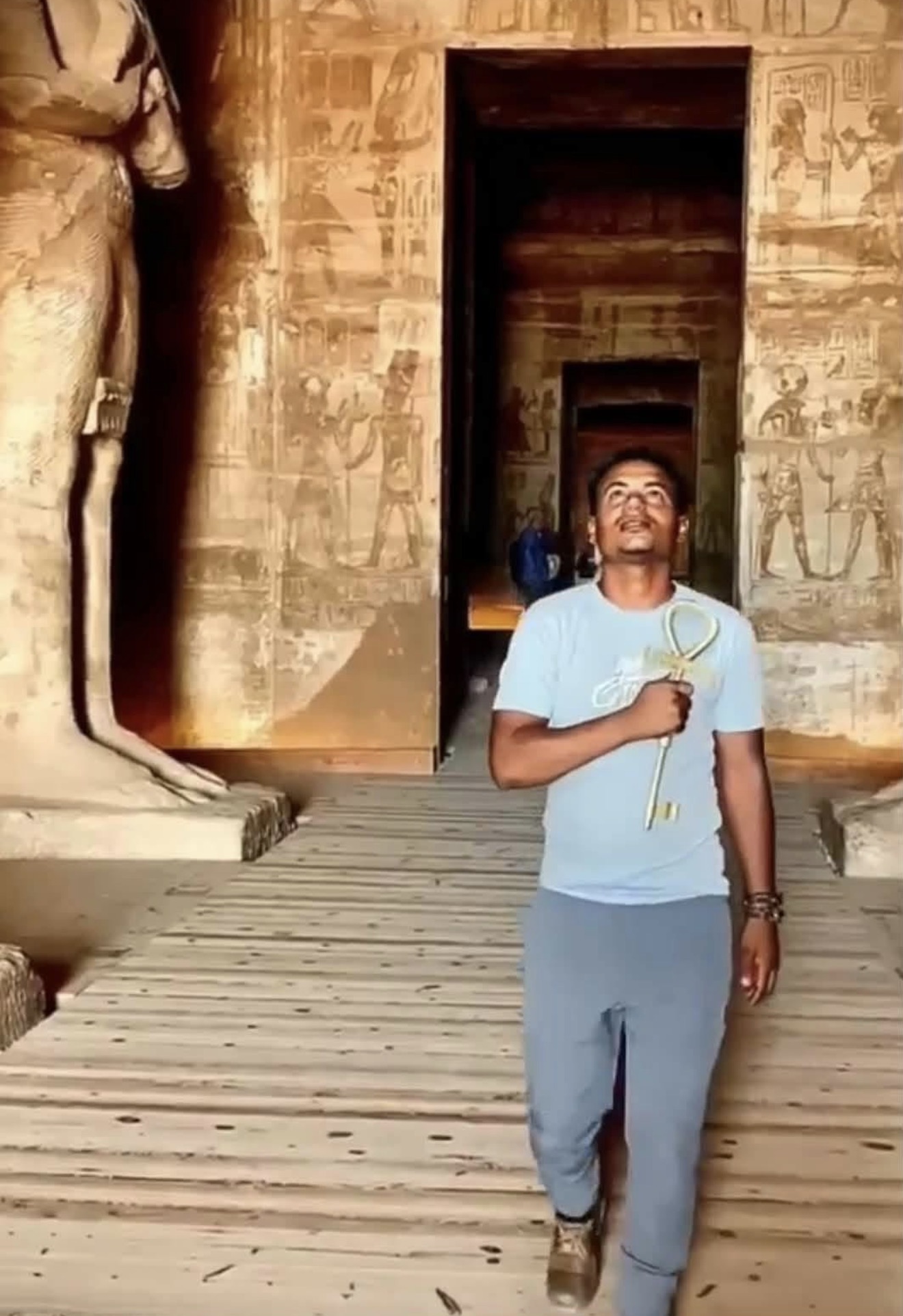 Pop Adams standing inside Hathor's Temple in Dendera