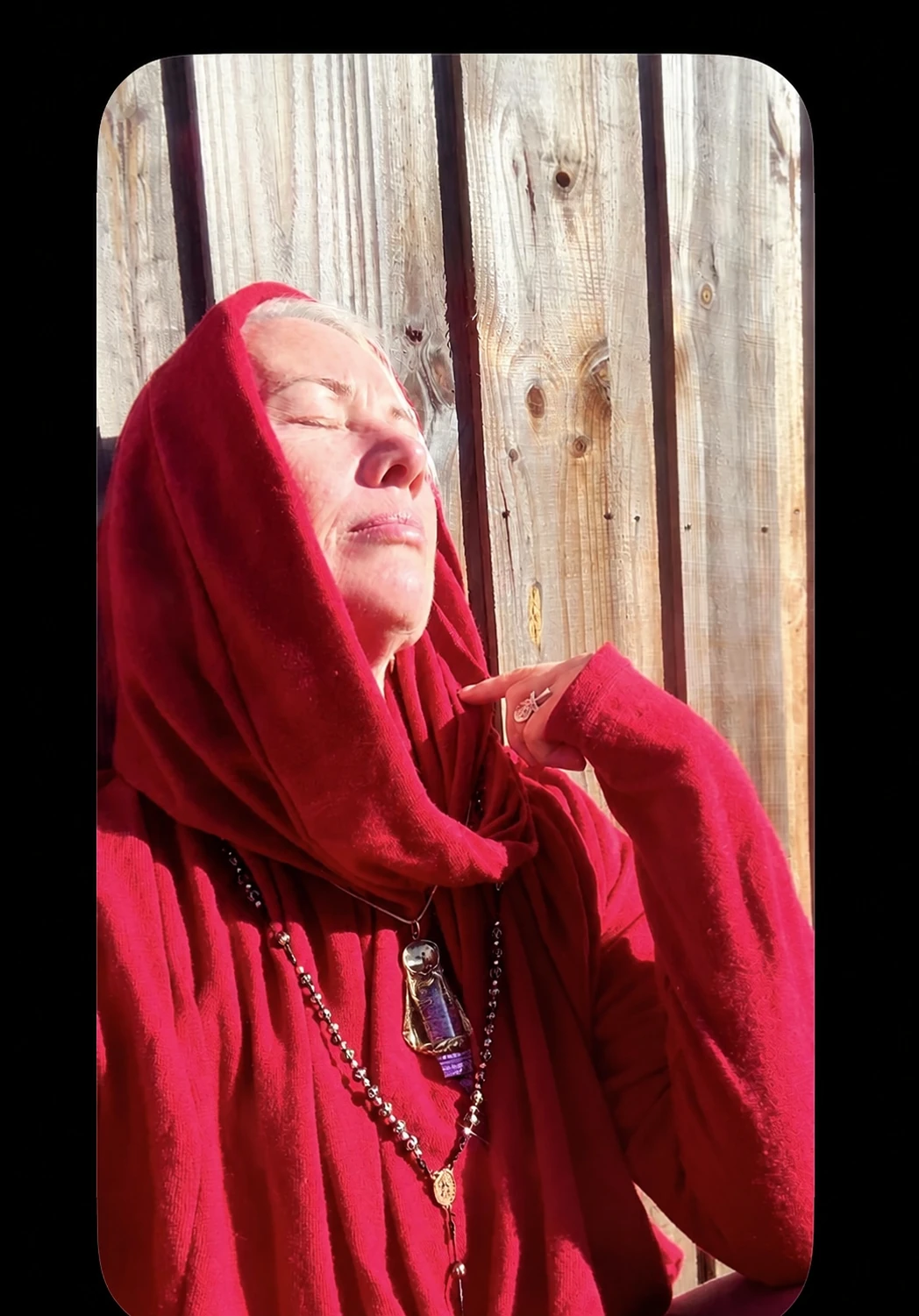 Mel resting in warm sunlight during light language channeling