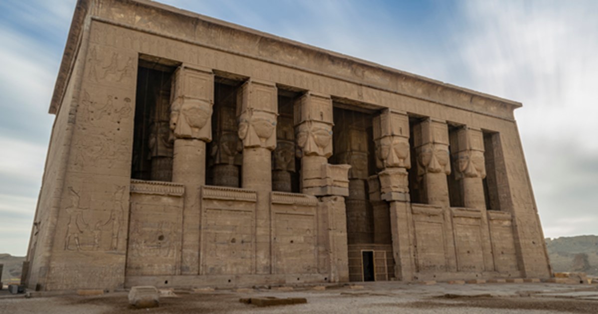 The Hathor-headed columns at the Temple of Dendera