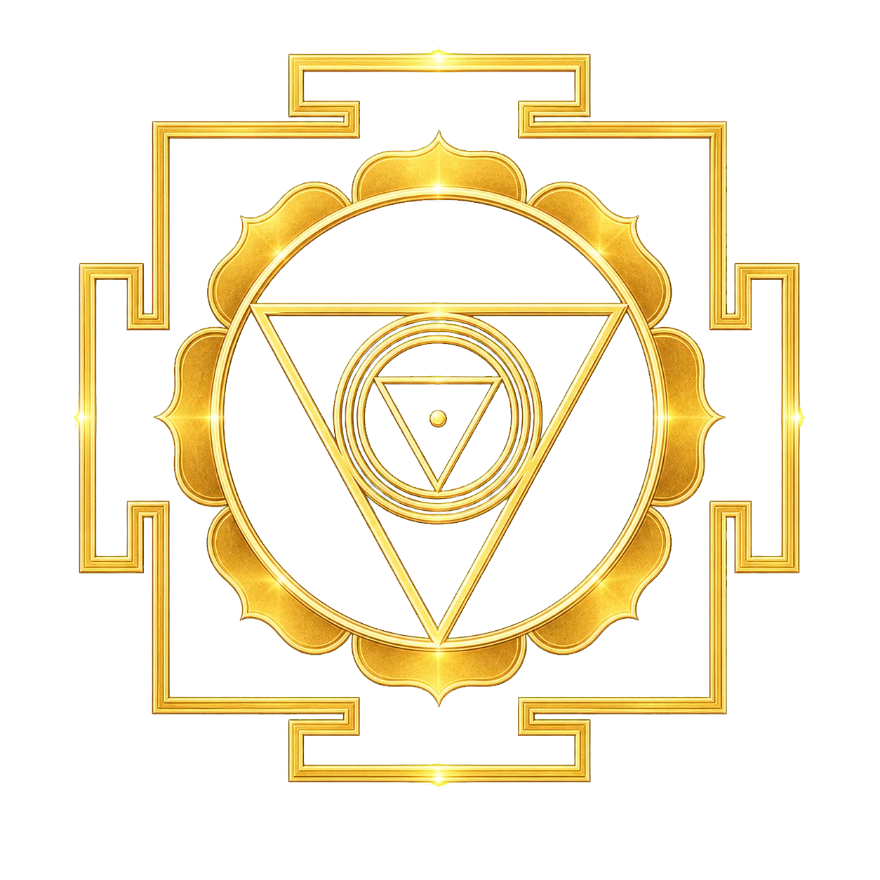 Luminous golden Yoni Shakti symbol